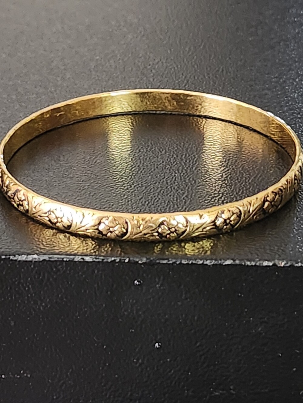 Gold-Tone Floral Engraved Bangle Bracelet